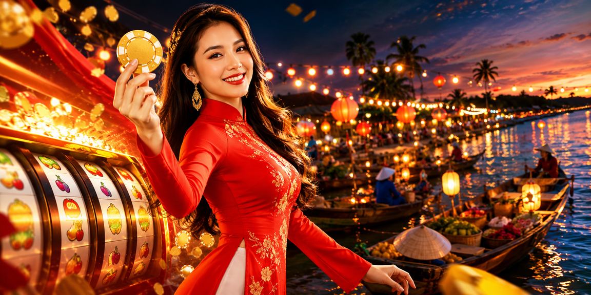 Người chơi slot game tại Phú Quốc mặc áo dài, không khí lễ hội